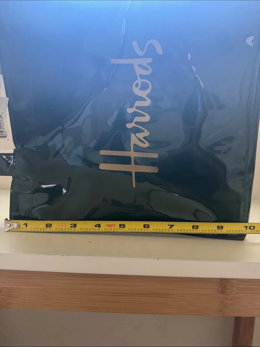 Harrods Green Vinyl Small Shopper Bag NWT